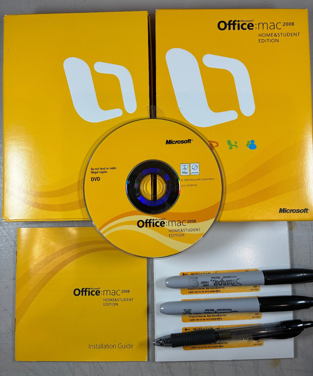 Microsoft Office MAC Home & Student Edition 2008 w/ Box Manual & 3x Product Keys