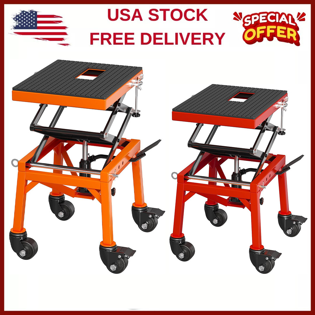 ⭐Hydraulic Motorcycle Lift Jack w/Wheels,350Lbs Scissor Lift Table,ATV Dirt Bike