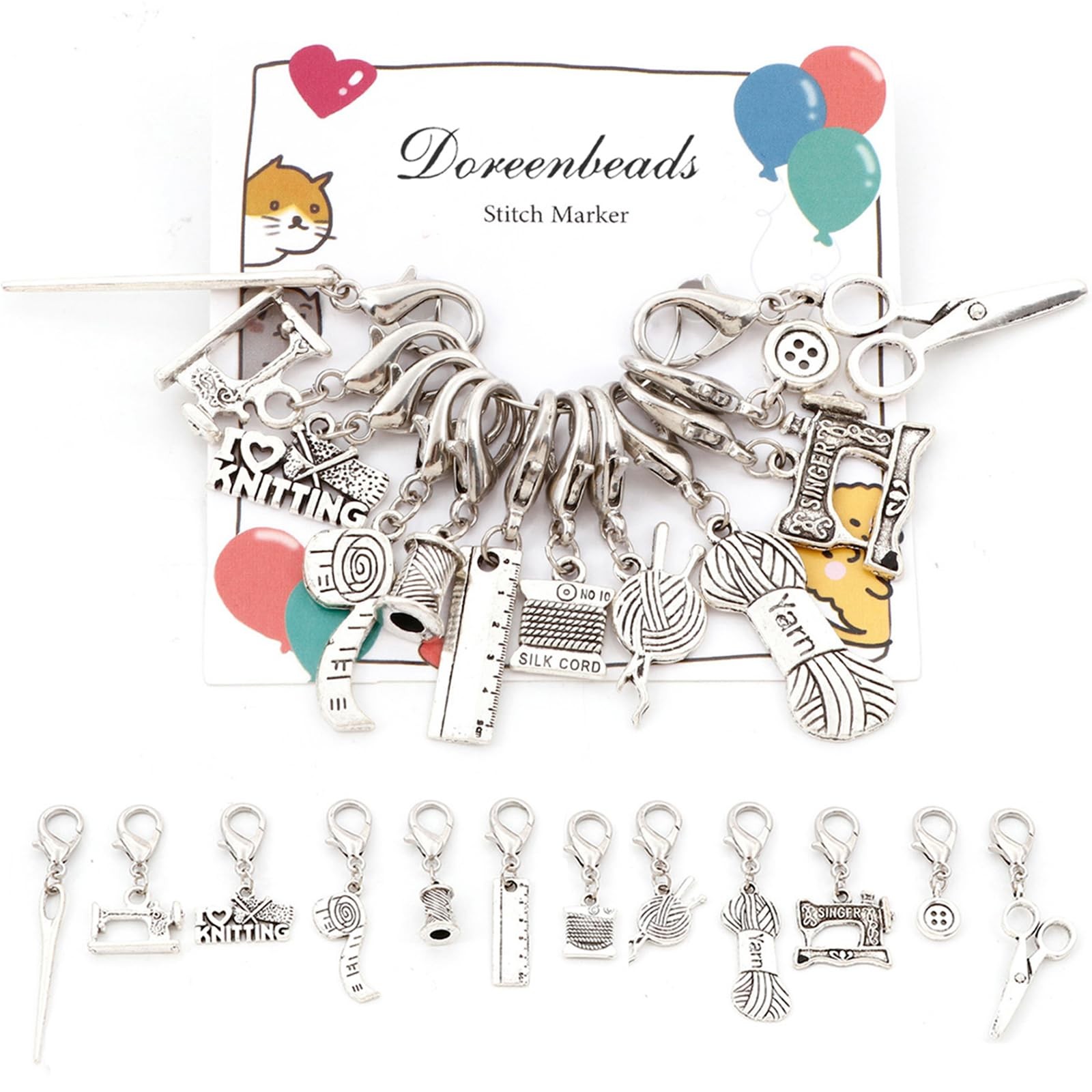 DoreenBeads 12Pcs Knitting Themed Stitch Marker 6mm, Charms