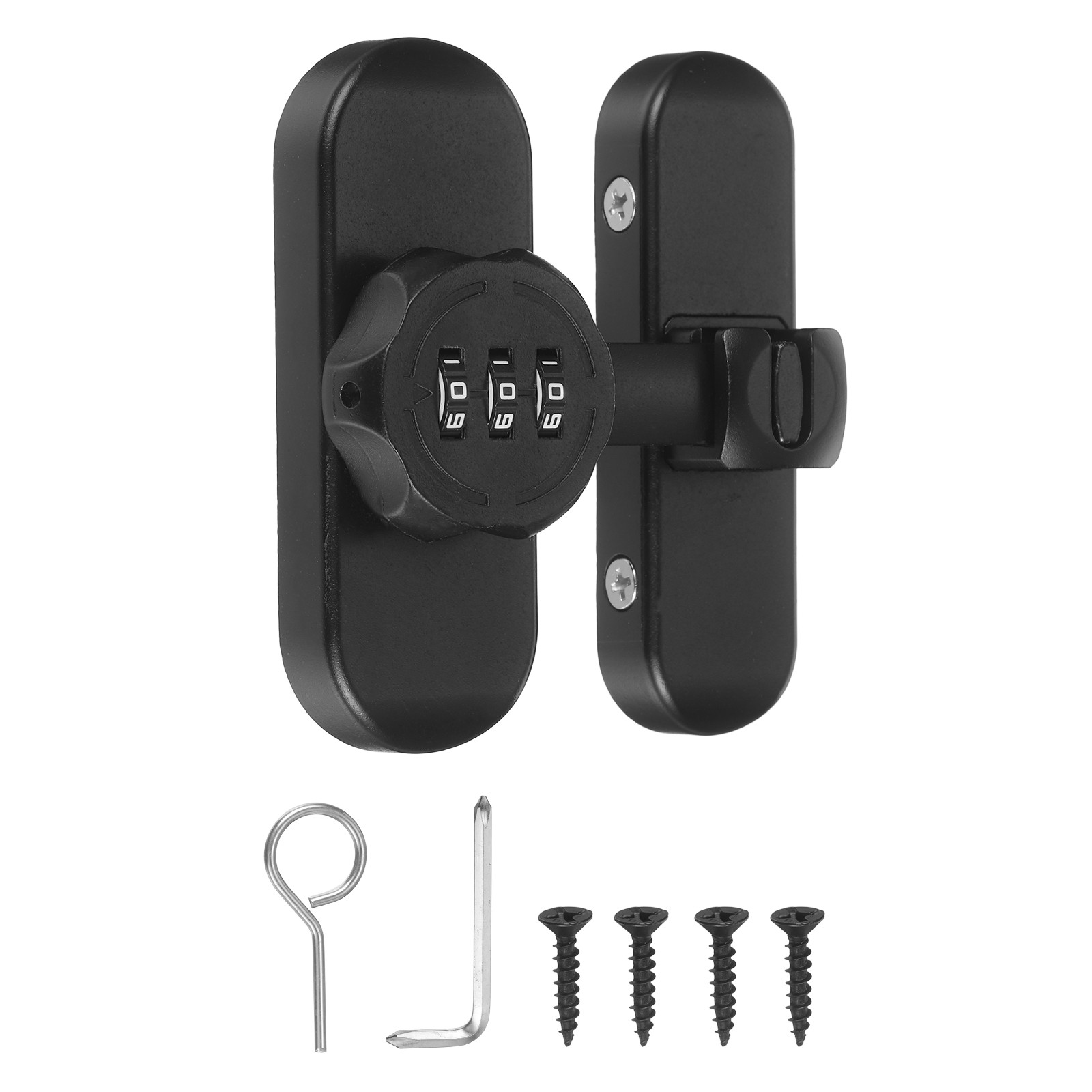 180/90 Degree Barn Door Lock 3 Digit Keyless Flip Latch Password Lock Black