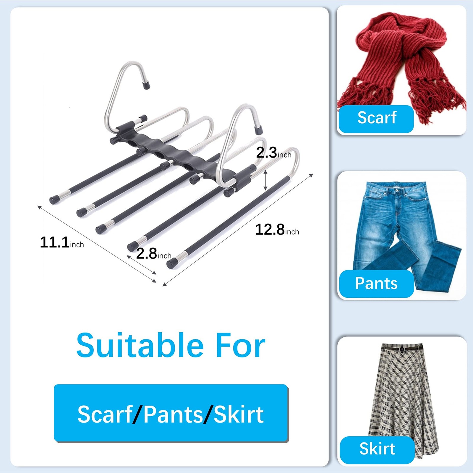Magic Pants Hangers Space Saving - 2 Pack for Closet Multiple Layers Multifun...