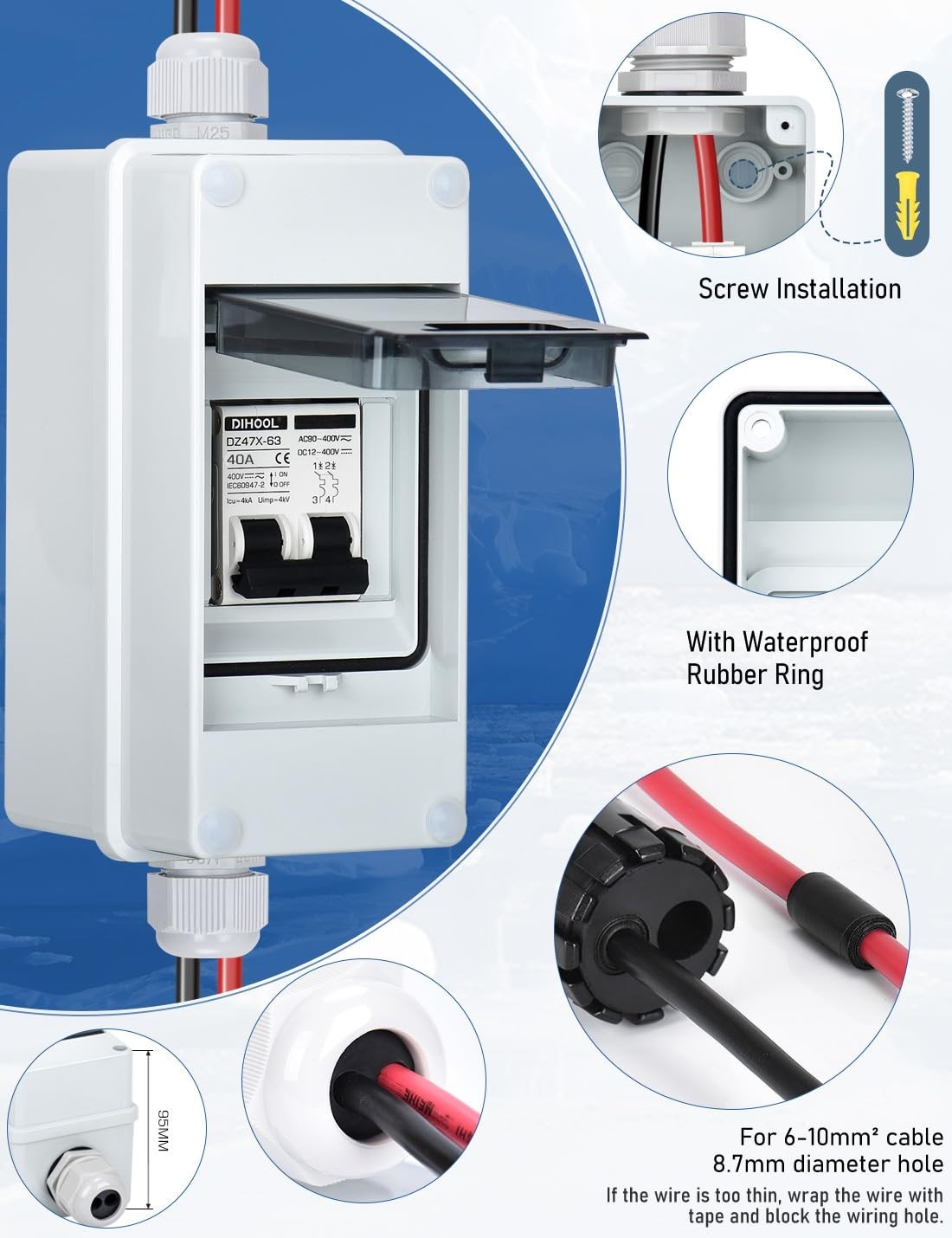40A Dual Pole Solar Panel Disconnect Switch