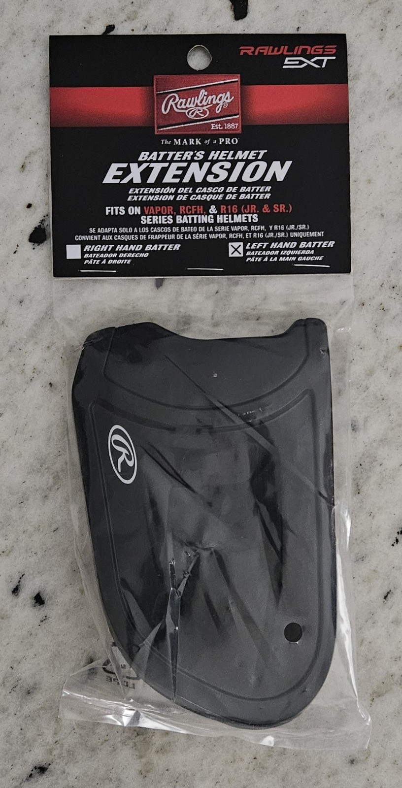 RAWLINGS EXT - Batter's Helmet Extension (Fits Vapor, RCFH, R16 JR & SR) *LEFT*