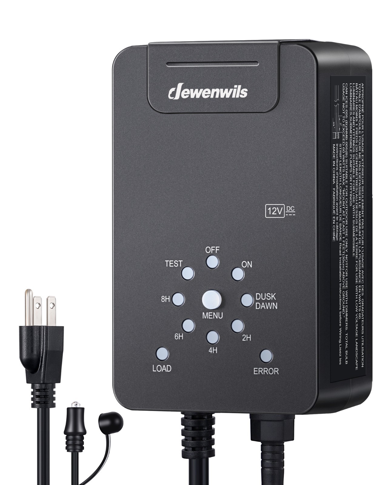 DEWENWILS 60W Low Voltage Transformer, 120V AC to 12V DC, Weatherproof, Timer
