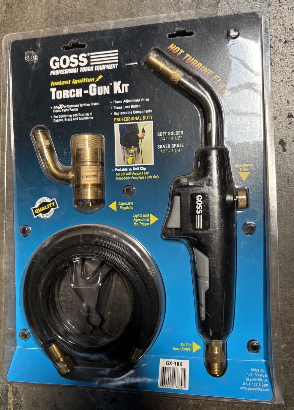 Goss GX-10K Instant Ignition Torch Kit w/ Hose and Belt Clip