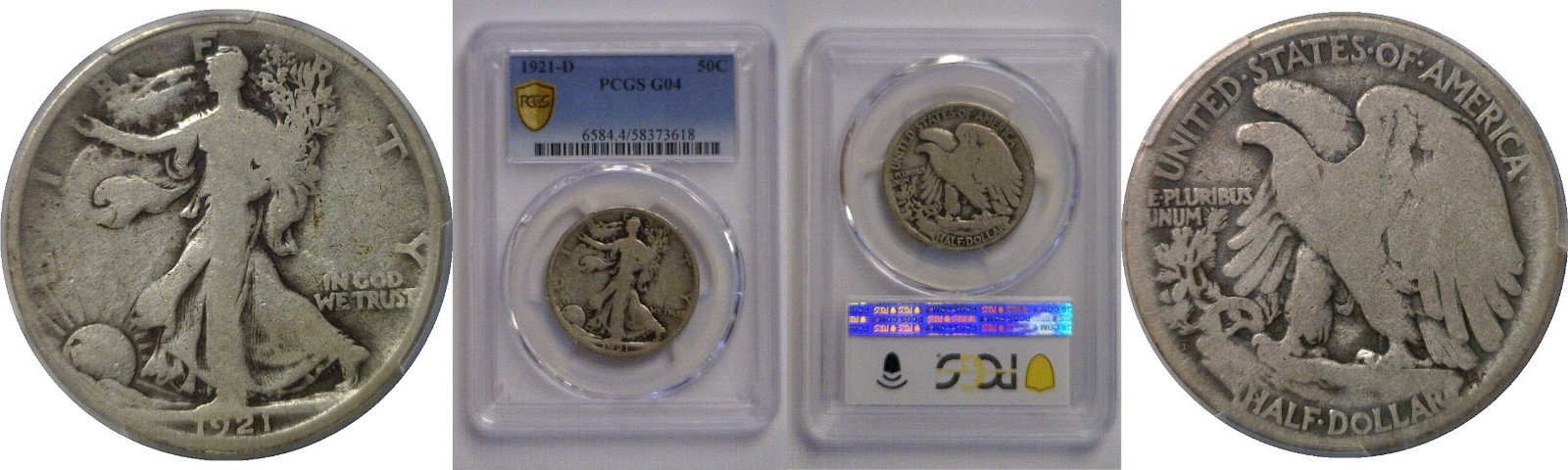 1921-D Walking Liberty Half Dollar PCGS G-4