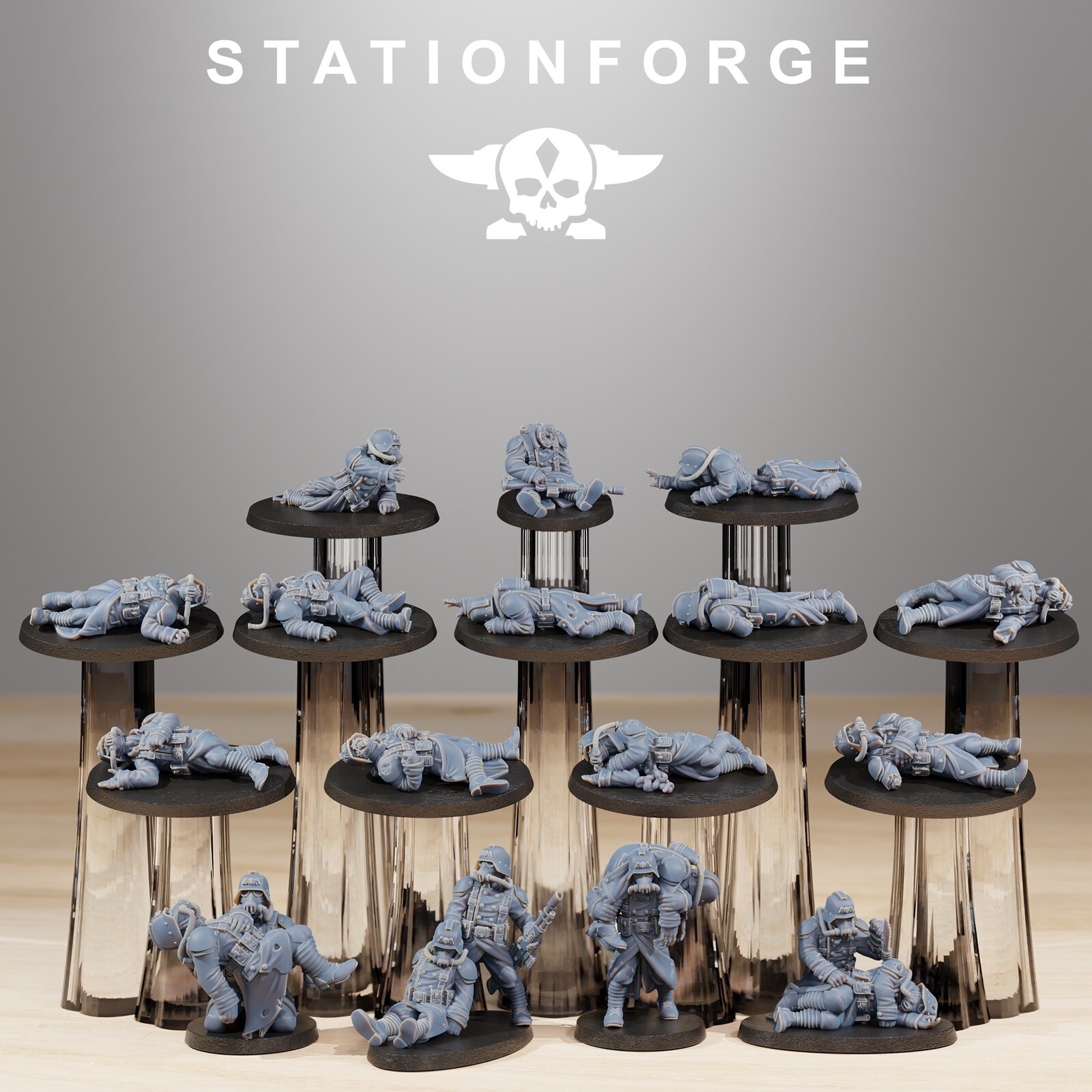 Fallen Imperial Soldiers of the Grim Guard x 16, Death Division,  Wounded Korps