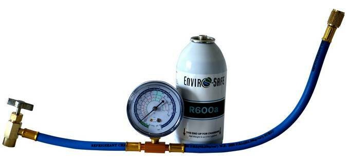 R600a, R-600a Refrigerant, Enviro-Safe R-600a 6 Oz. Can With Gauge Kit #8055