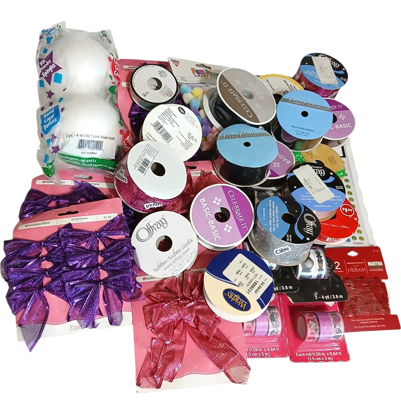 Huge DYI Craft Supply Lot Ribbon Glue Gun Sequins Embellishments Wood Sticks New
