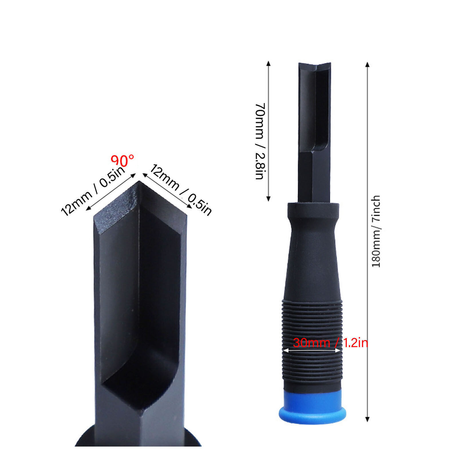 Right Angle Chisel Chrome Vanadium Steel TPR Handle Square Corner Chisel for