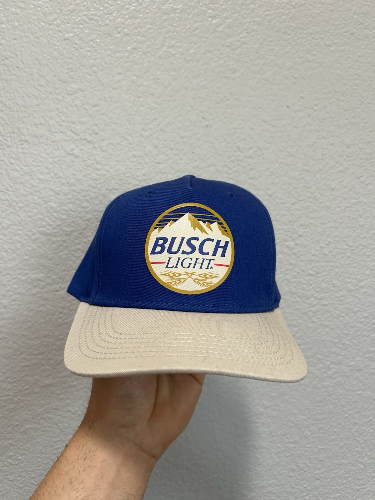 Busch Light Vintage Logo Embroidered Twill Patch Flat Bill Hat Blue New Fast