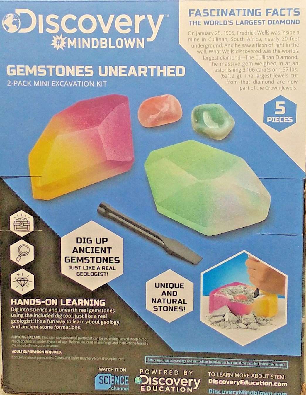 Discovery Mindblown ~Gemstones Unearthed ~2 Pack Mini Excavation Kit ~Ages: 6+