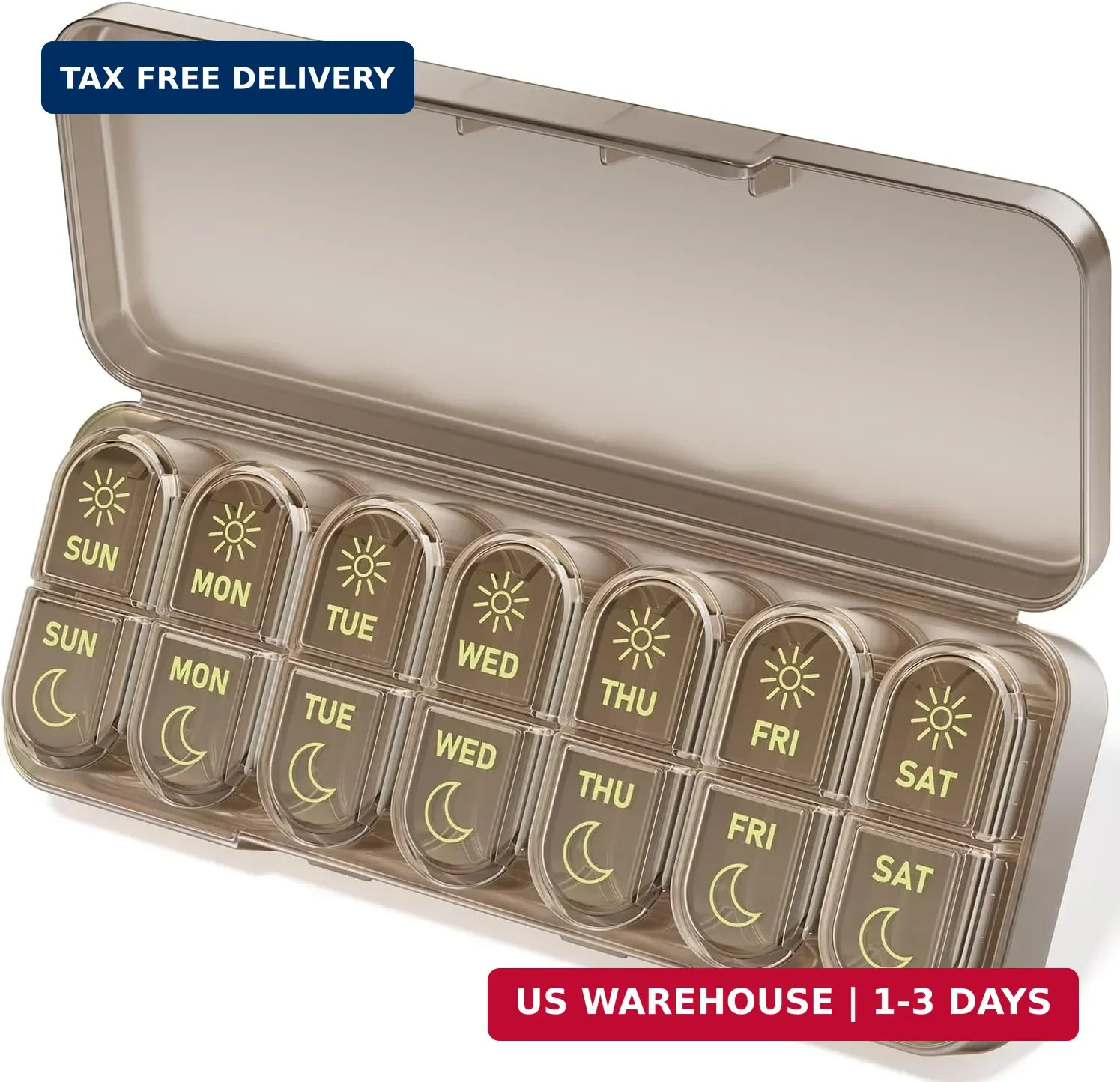Betife AM PM Pill Organizer 7 Day, Weekly Pill Organizer 2 Times a Day, Daily Pi