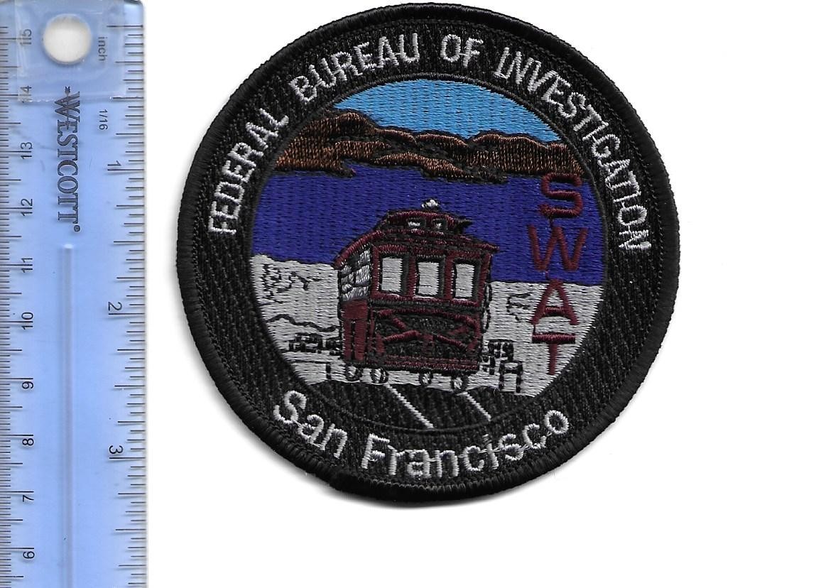 Federal Bureau of Investigation San Francisco with SWAT in red lettering patch