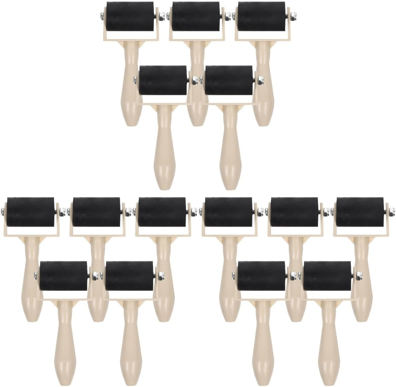 15Pcs Small Rubber Brayer Roller for Printmaking - 3.7" Mini Inking Rollers Bulk