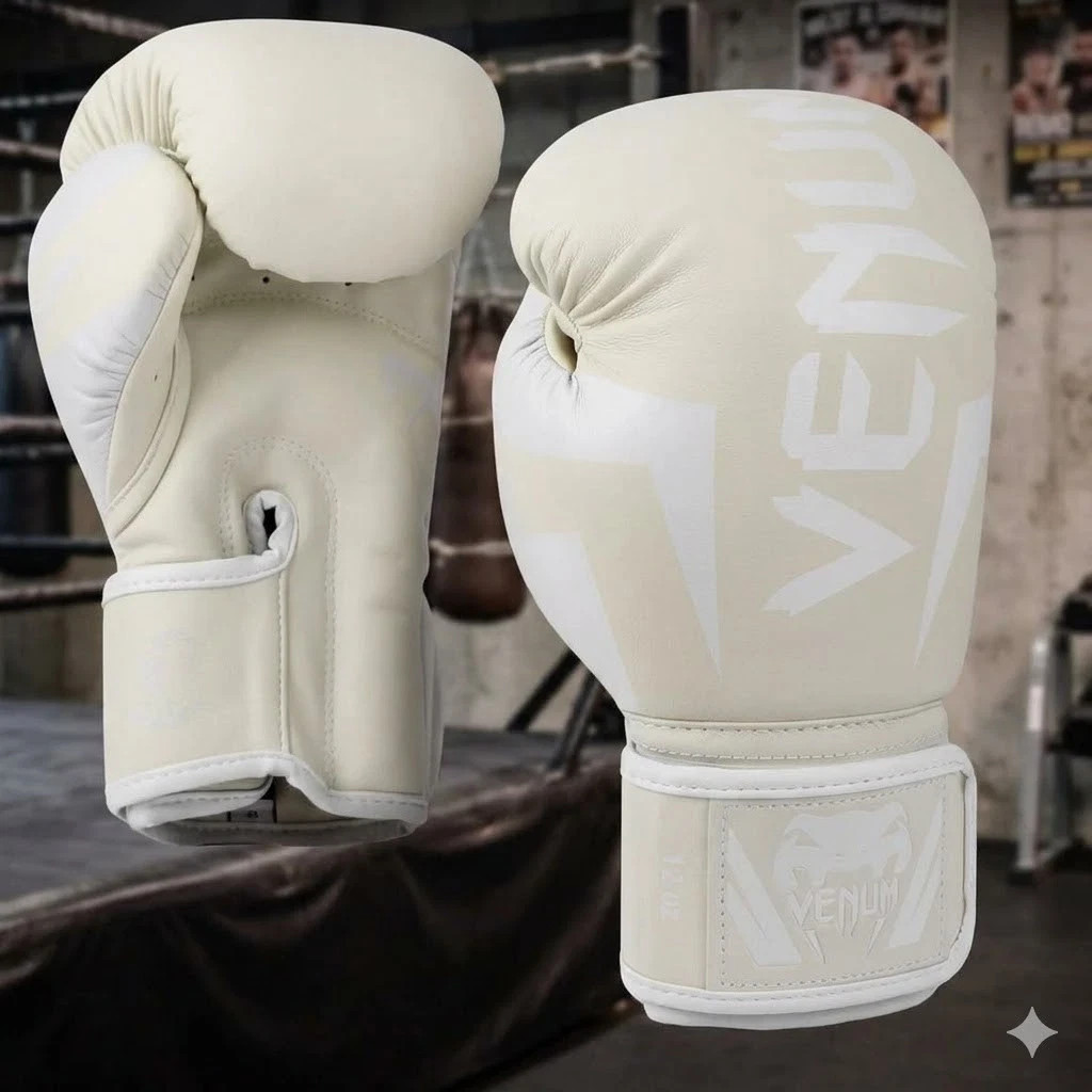 Venum Elite Boxing Gloves 14oz White Off-White MMA Training Sparring