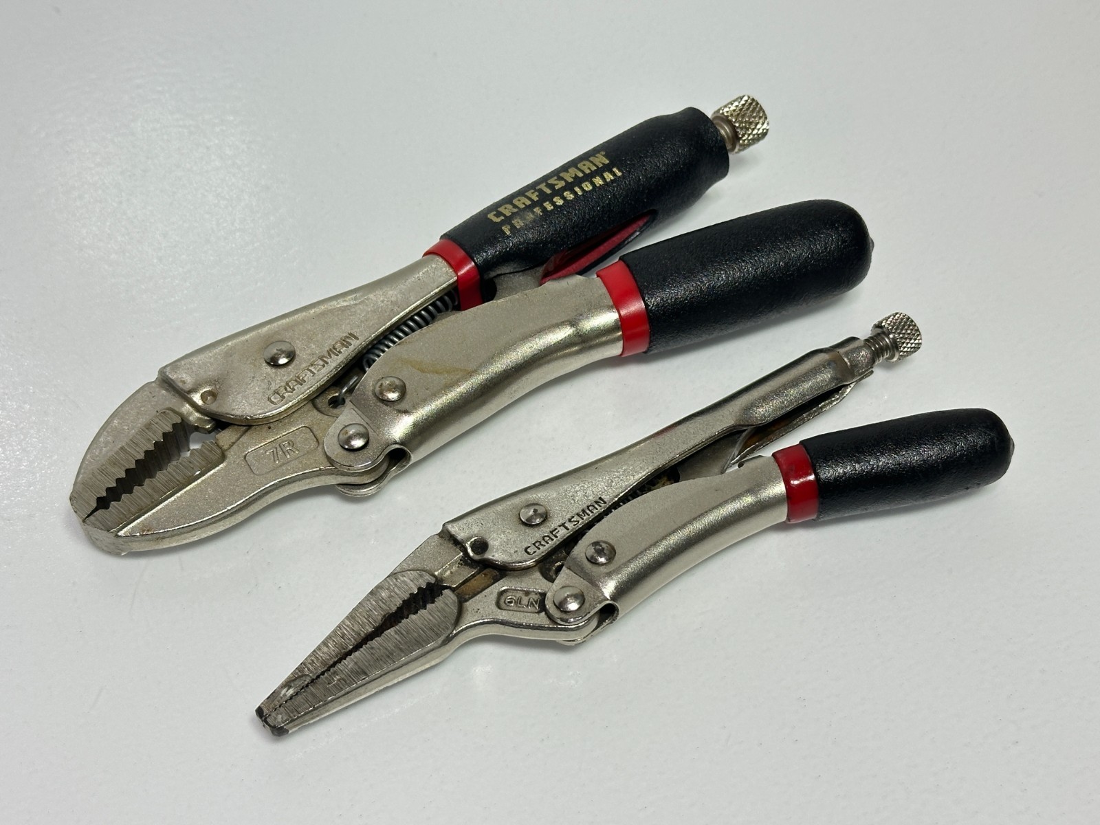 🇺🇸 Craftsman Tools USA 2pc PROFESSIONAL Locking Pliers Set Lot, 6LN & 7R, Red