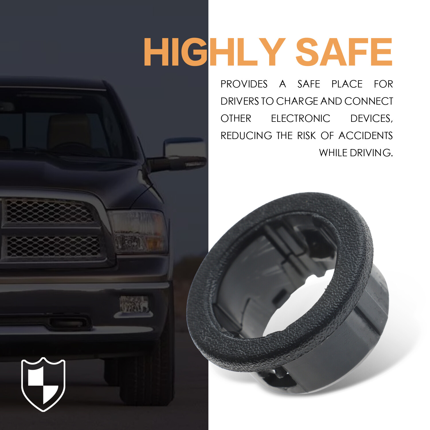 2Pcs Cigarette Lighter Mounting Ring Instrument Panel for 98-08 Dodge Ram 1500