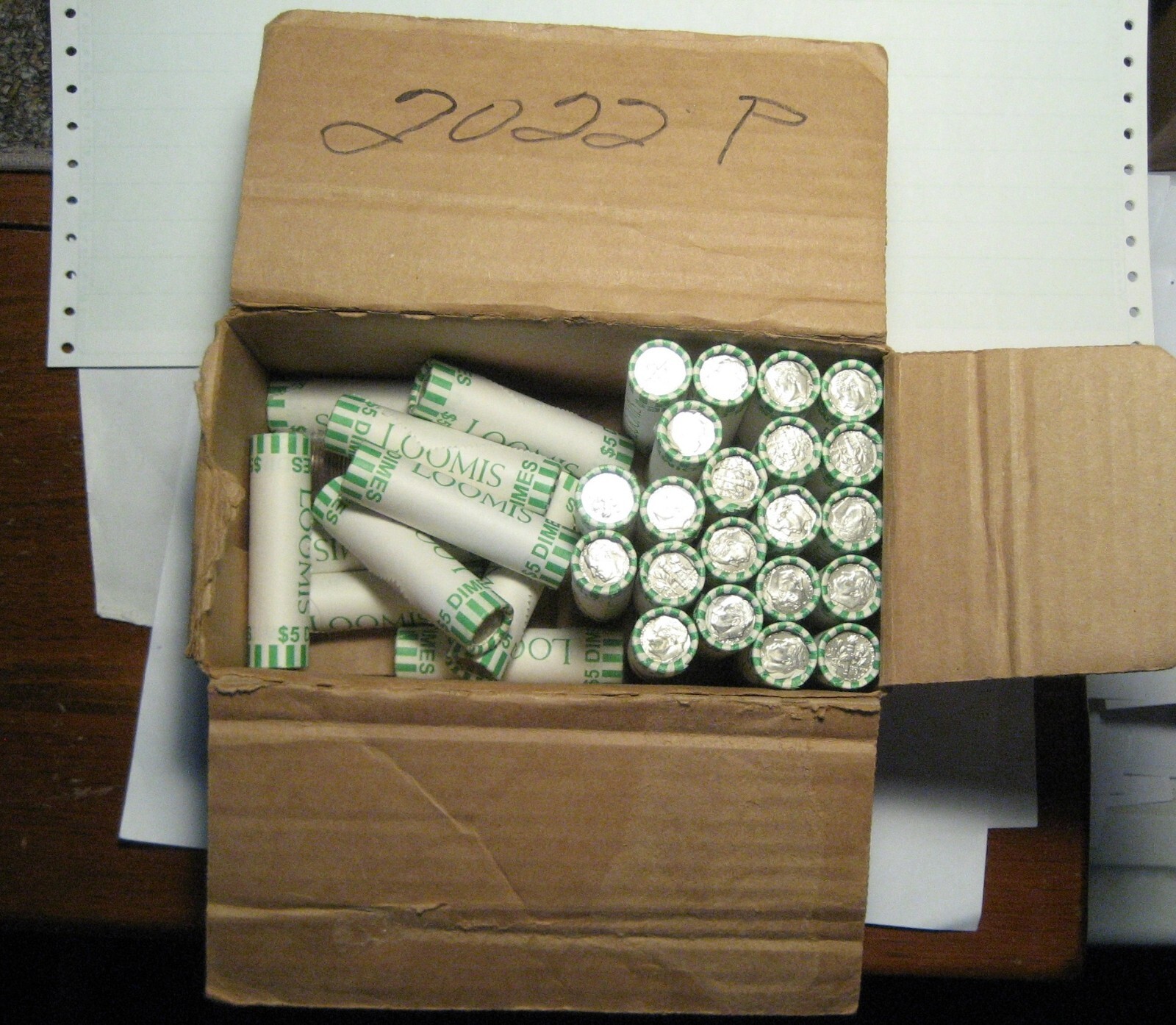 = 2022-P Original Bank Wrapped BU Roll Roosevelt Dimes, FREE Shipping, R1