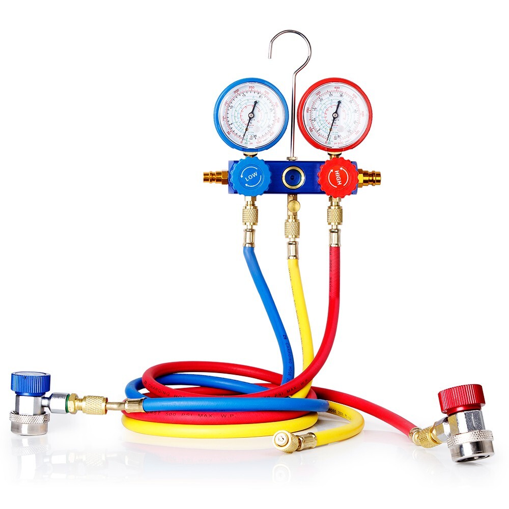 AC A/C Refrigerant Diagnostic Manifold Gauge Set Brass Manometer Gauge Test Kits