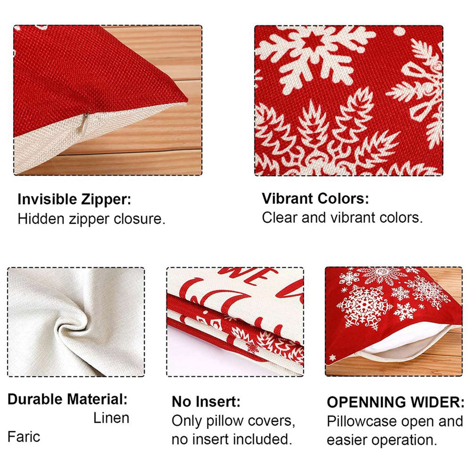 Christmas Pillow Covers 18x18 Set of 4 Christmas Decorations Farmhouse8040
