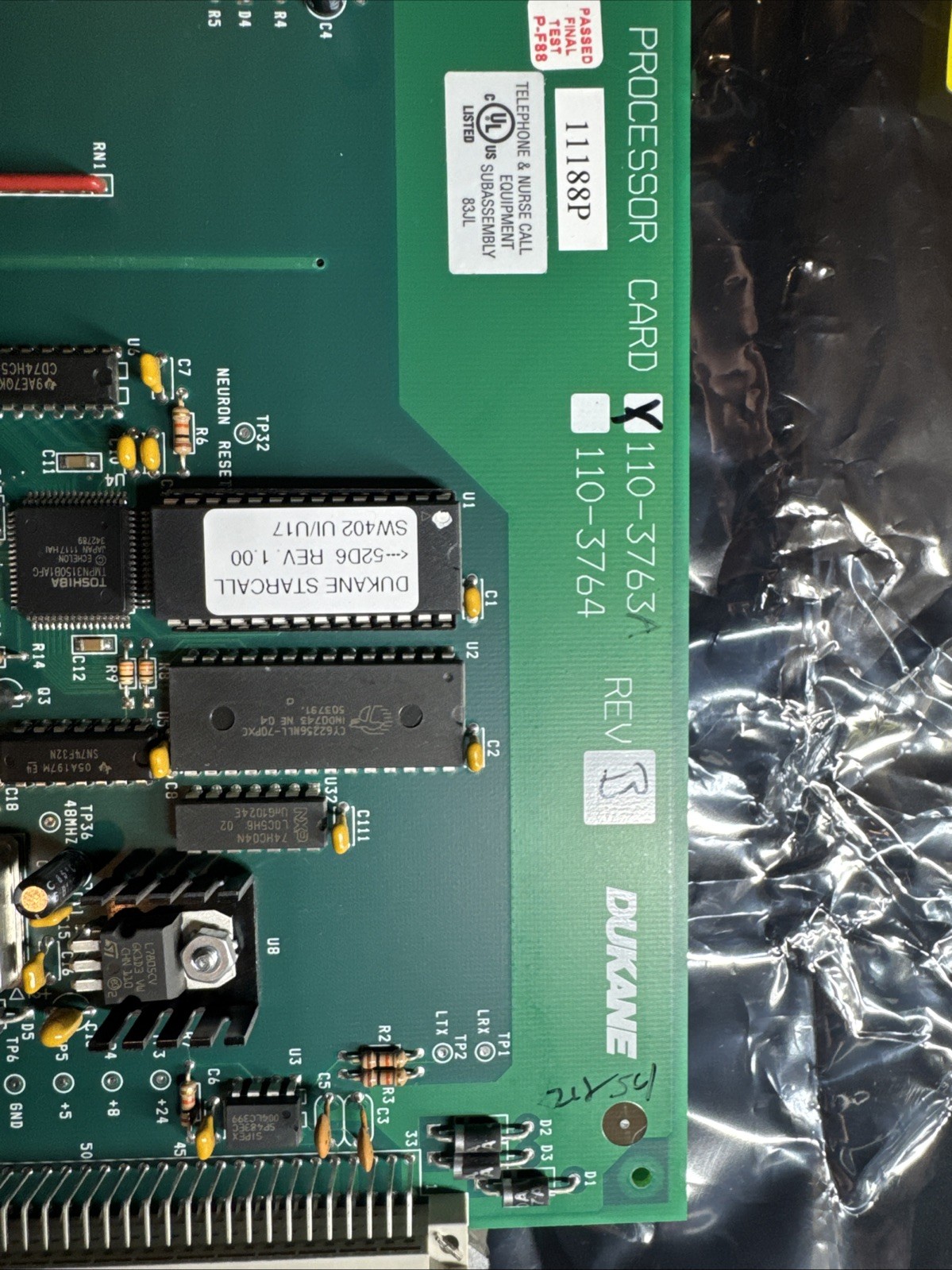 DUKANE STARCALL CENTRAL PROCESSOR CARD 110-3763 REV B