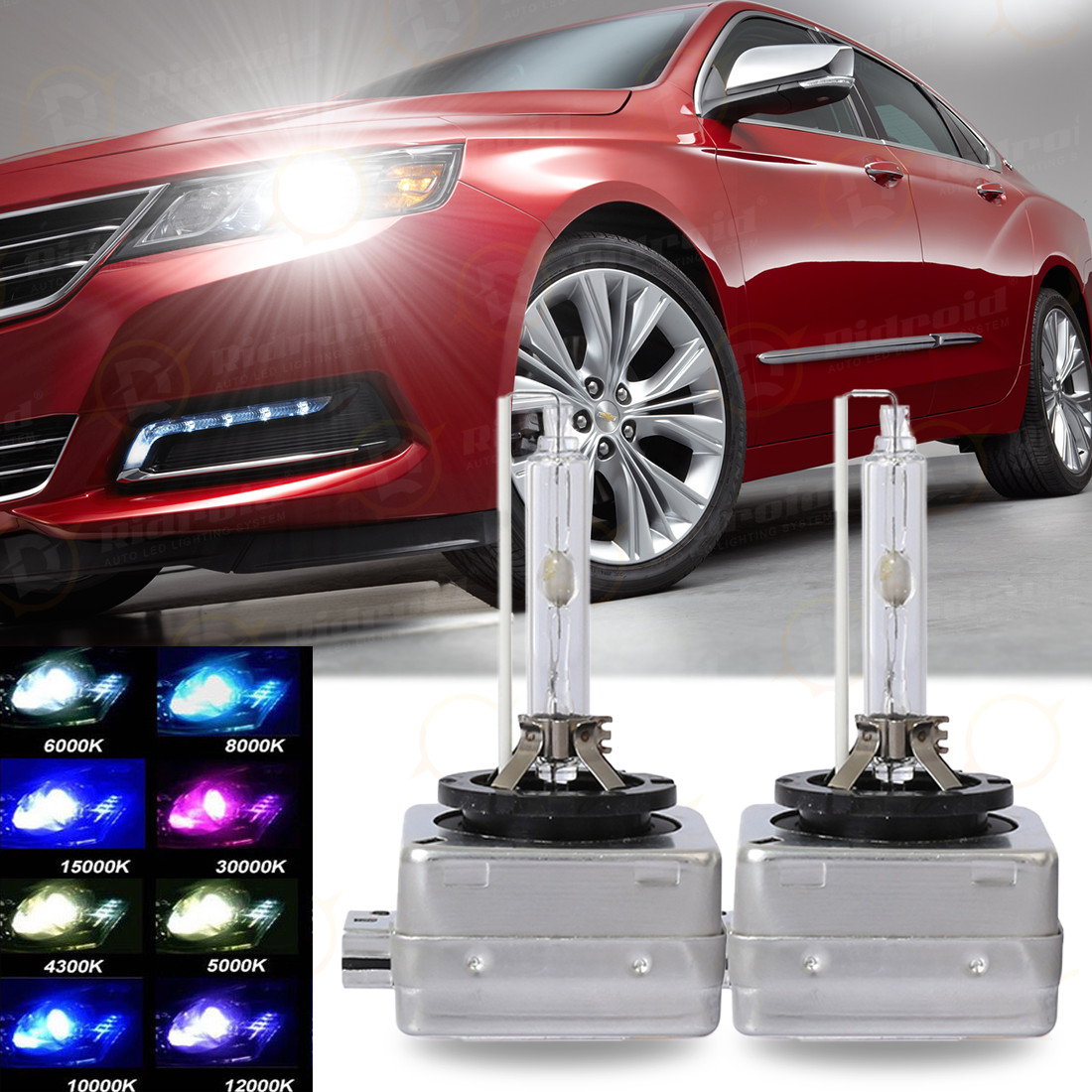 For Chevy Impala 2014-2019 8000K Xenon HID Headlight Bulbs High / Low Beam Kits