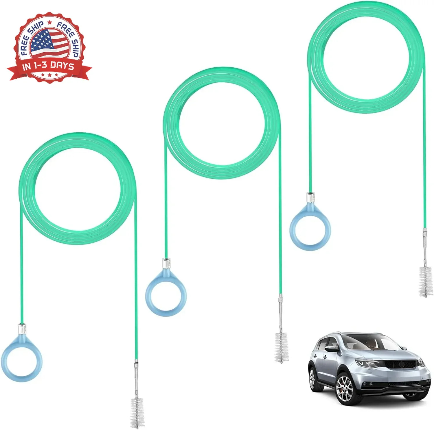 3 pcs Auto Sunroof Drain Cleaning Tool, 120 Inch Long Flexible Tube Cleaning Bru