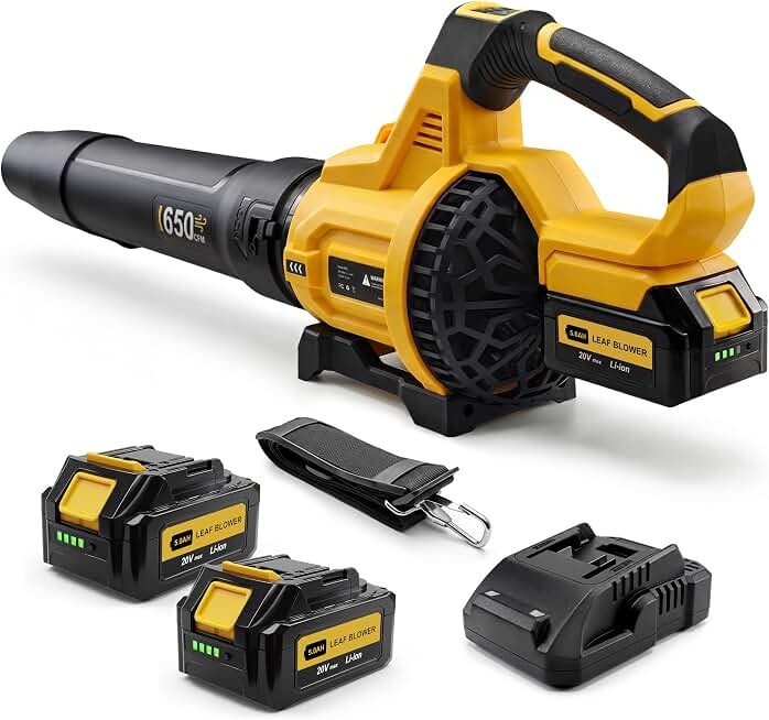 LOSART Leaf Blower Cordless, 650CFM & 3 Speed Levels, 1200W Electric Cordless