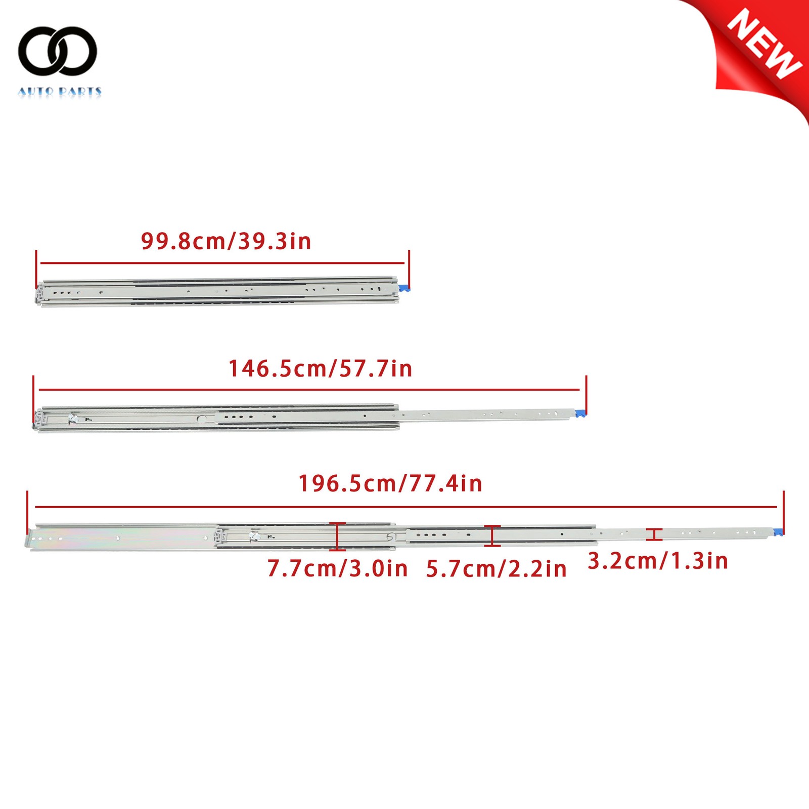 1Pair Heavy Duty Drawer Slides 38" 500 lbs Load Capacity Side Mount Extension