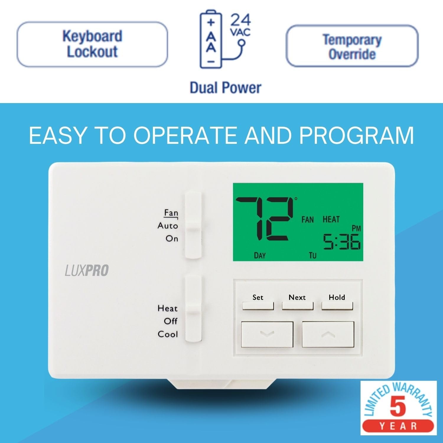 Lux Pro All in One Non Programmable/Programmable P711-Single, White