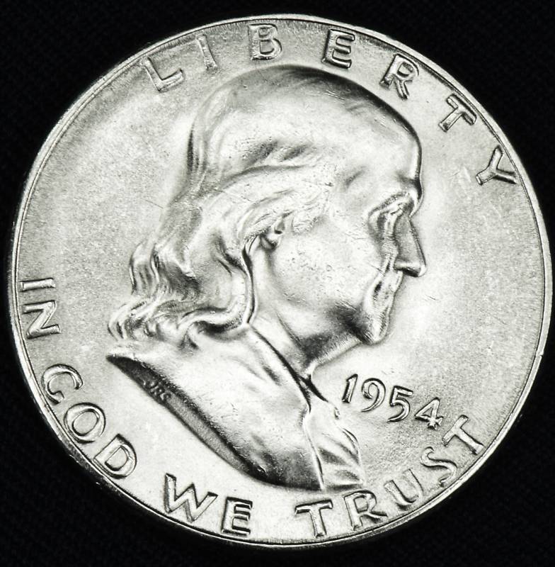1954-s Franklin Half.  50% Full Horizontal Bell Lines. BU   (Inventory B)