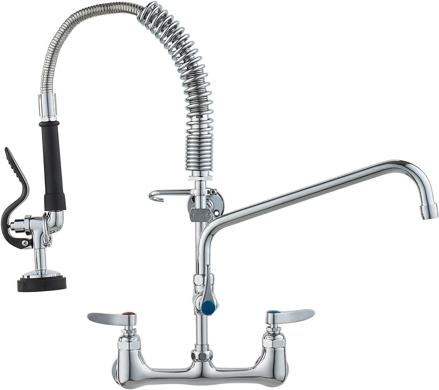VEVOR Wall Mount Faucet 21"H Pre-Rinse Kitchen Sink Pull Down Spray Brass Faucet