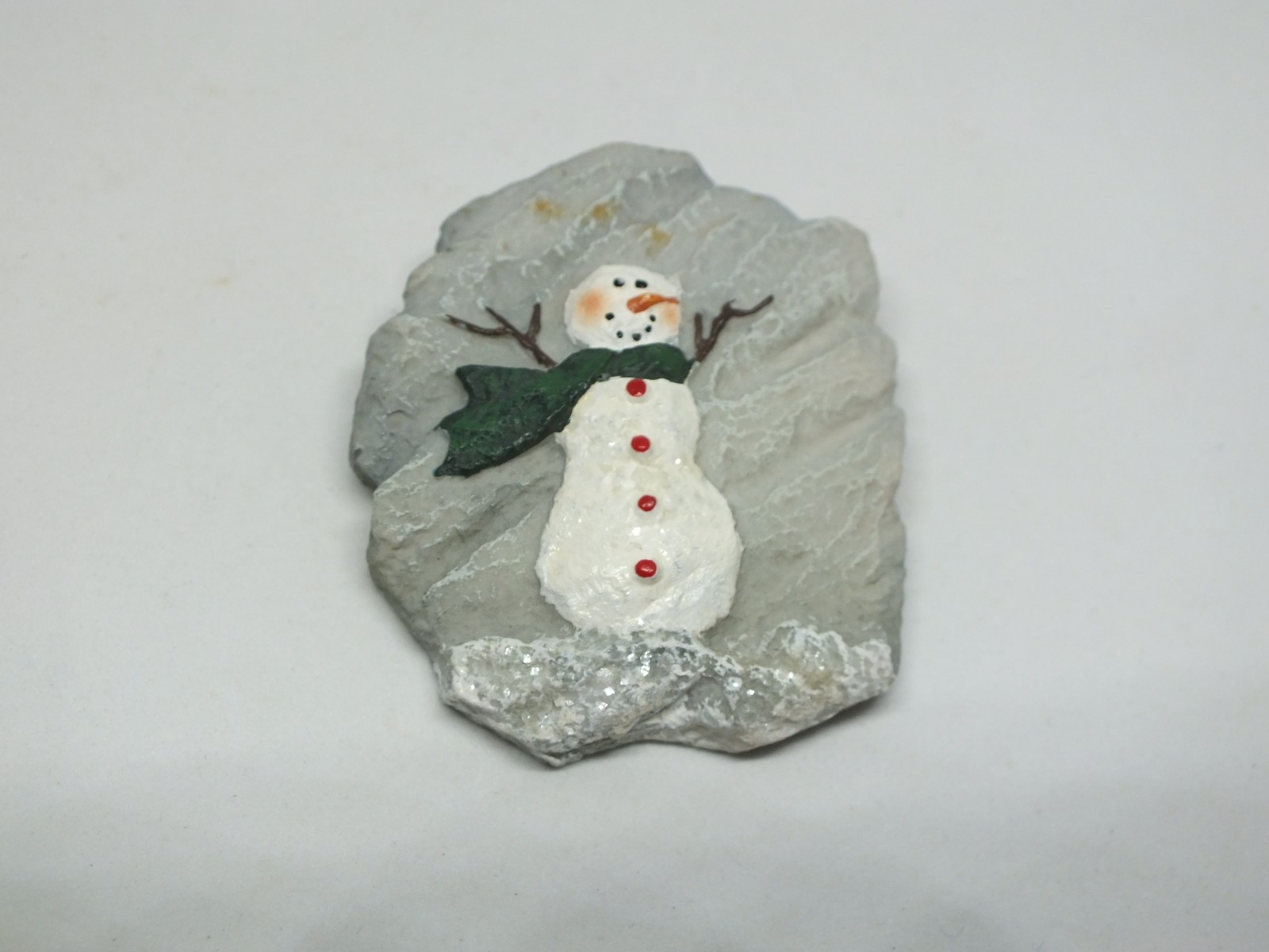 Beautiful Brooch Pin Holiday Snowman Enamel Resin Labeled PAPEL 2 x 1 7/8"