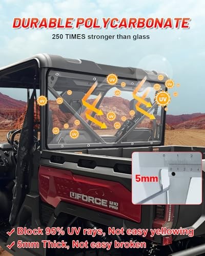 Uforce U10 Pro Rear Windshield Compatible With CFMOTO UFORCE U10 Pro/Pro XL