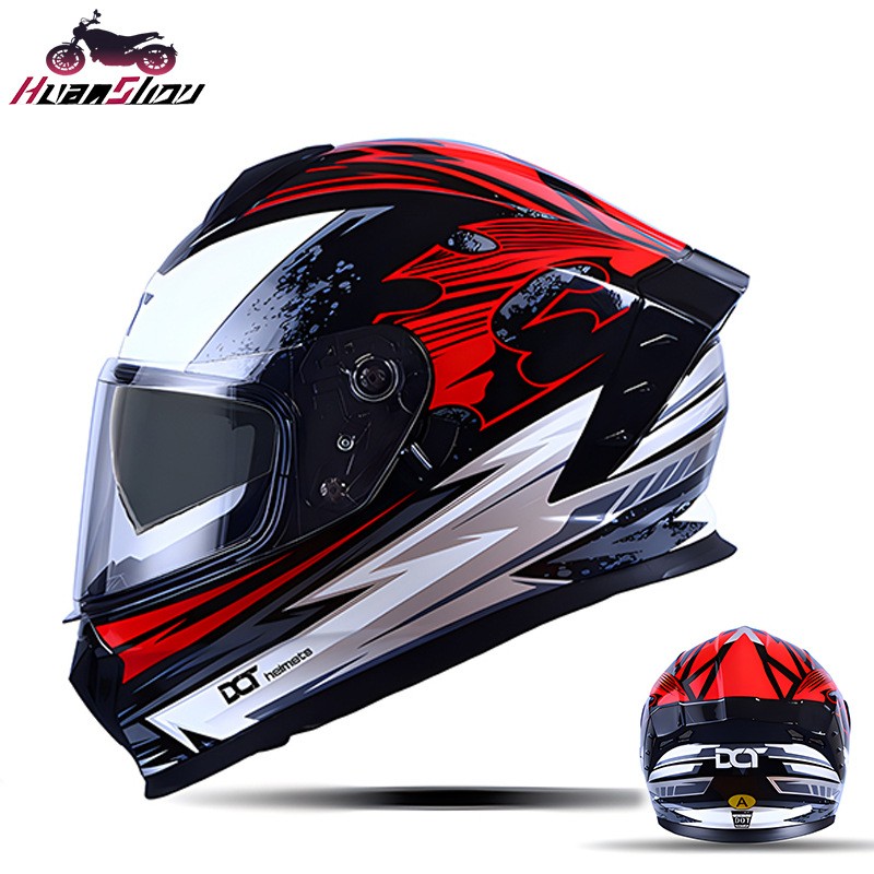 DOT Motorcycle Full Face Helmet with Dual Lens Cruiser Rider Helmet Motocross