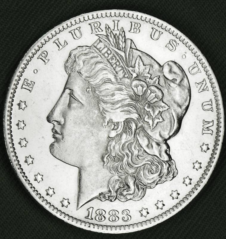 1883-o Morgan Silver Dollar.       Full Chest Feathers.    BU (Inventory A)
