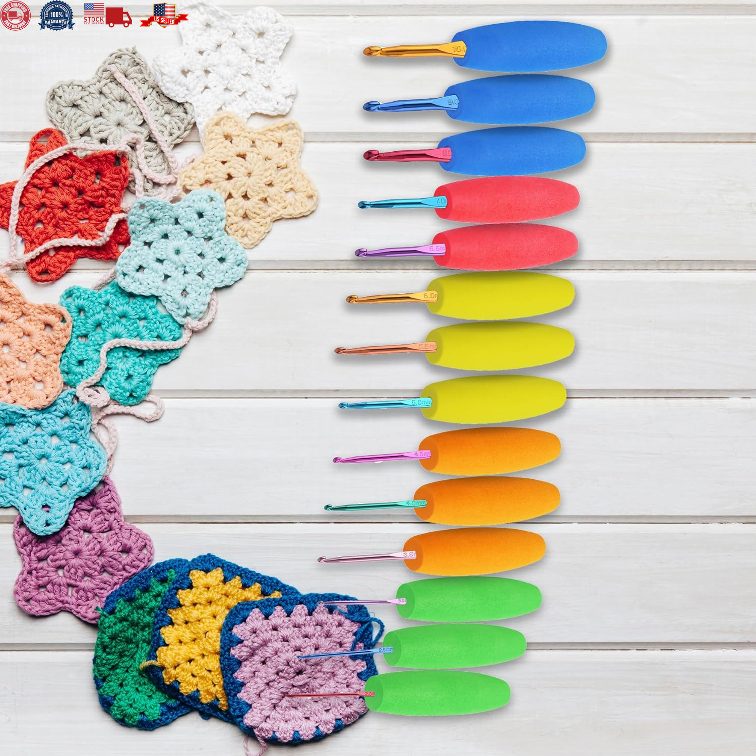 5PCS Crochet Hook Grips Set Ergonomic Crochet Hook Handle Multi-Size Ergonomic C