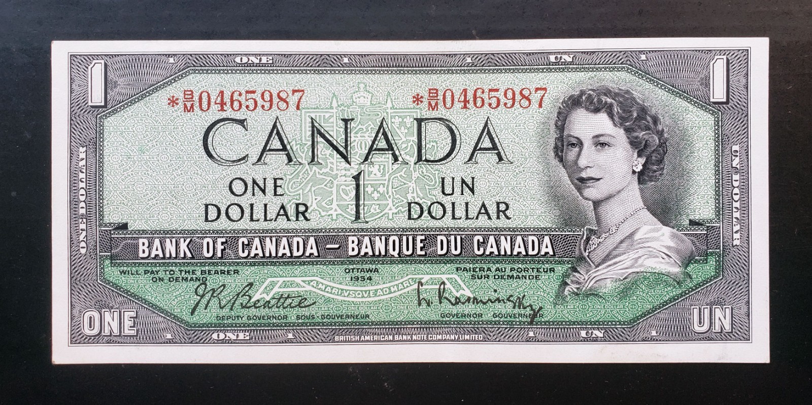 1954 Canada $1 Beattie/Rasminsky  Replacement *B/M0465987 No FPN BC-37bA-i