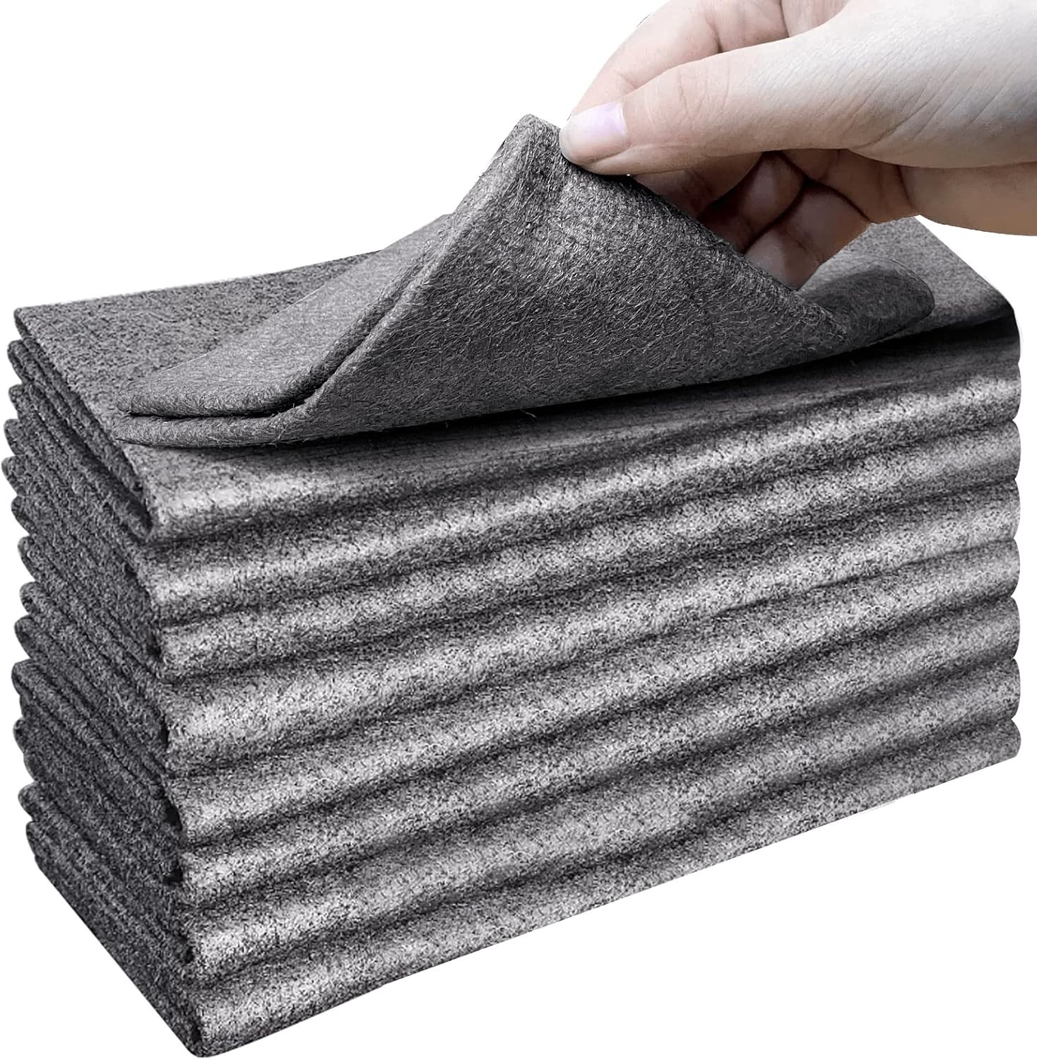 Pano Magico Grueso 8Pzs Microfibra Reutilizable Sin Pelusa Vidrio Coche Gris