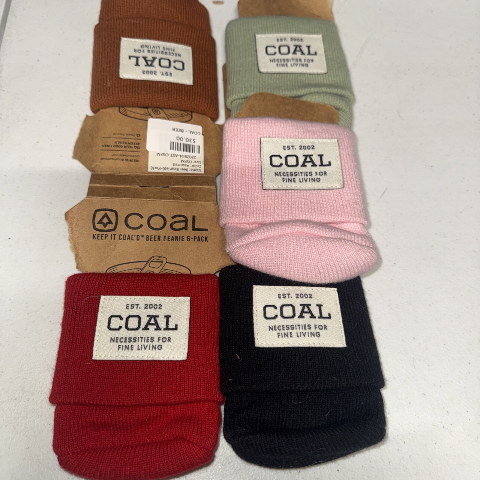 Lot Of 5  COAL Brand Knit Beer Beanies Can Coolers