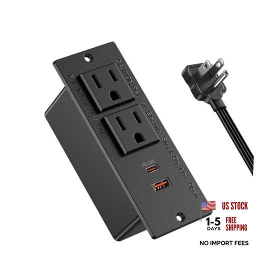 Recessed Power Strip USB C PD 30W,Workspace Essential 30W USB-C Ports Black