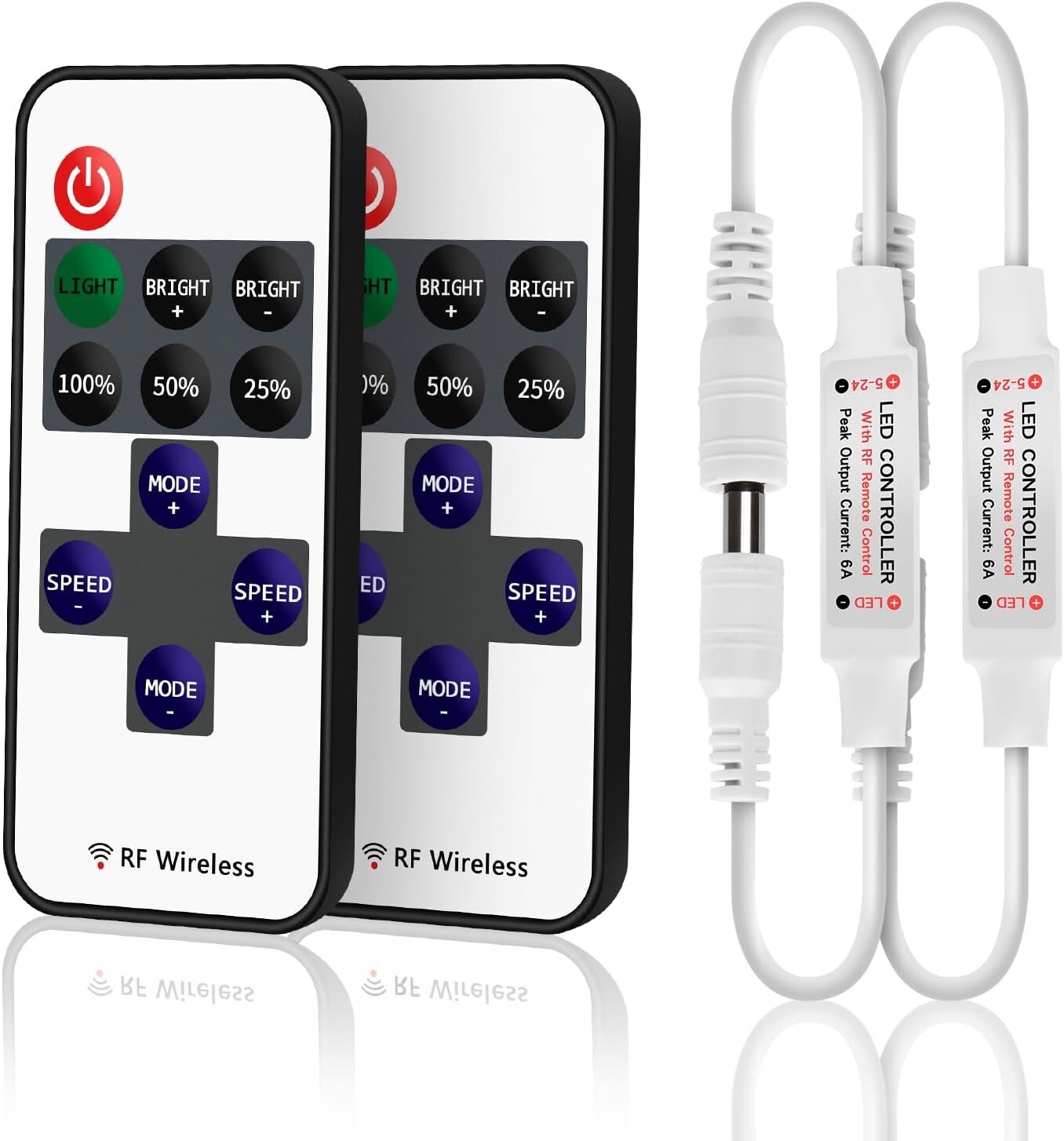Compact RF LED Dimmer - 2 Pack with 11 Keys Remote Control for Dimmable Lighting