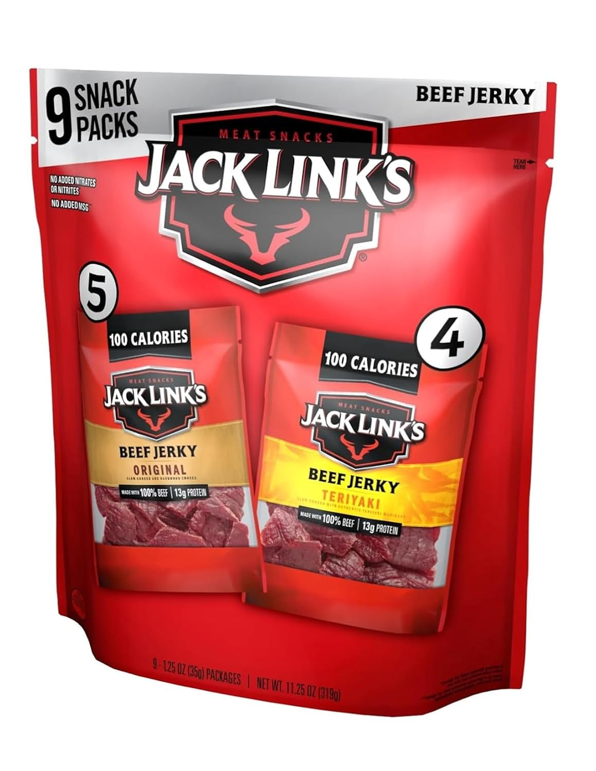 Beef Jerky Variety Pack - Includes Original and Teriyaki Jerky, Bulk Protein Sna