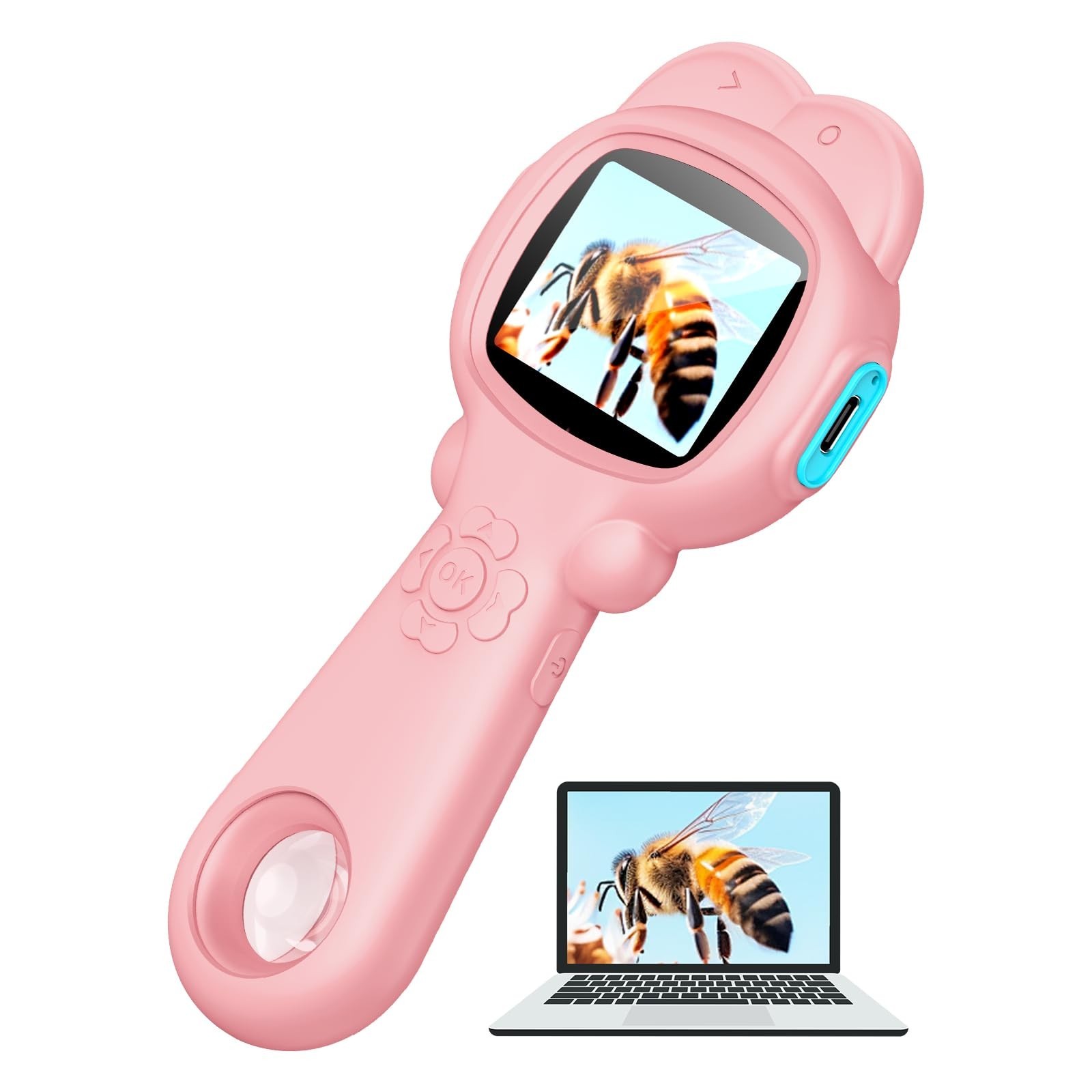 Microscope for Kids, Mini Portable Handheld Microscope with 500X Magnification,