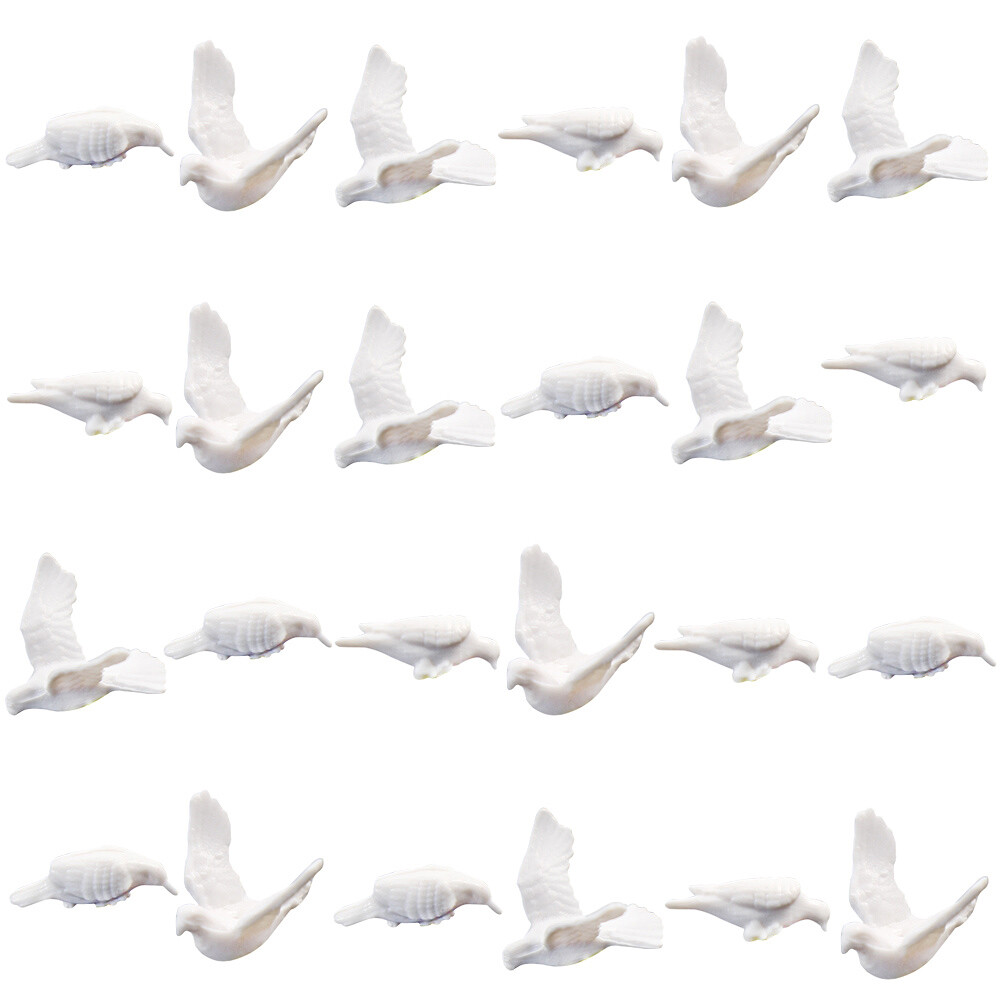GY26075 24pcs O Scale 1:43 Plastic Small Toy Pigeon Dove Bird of Peace