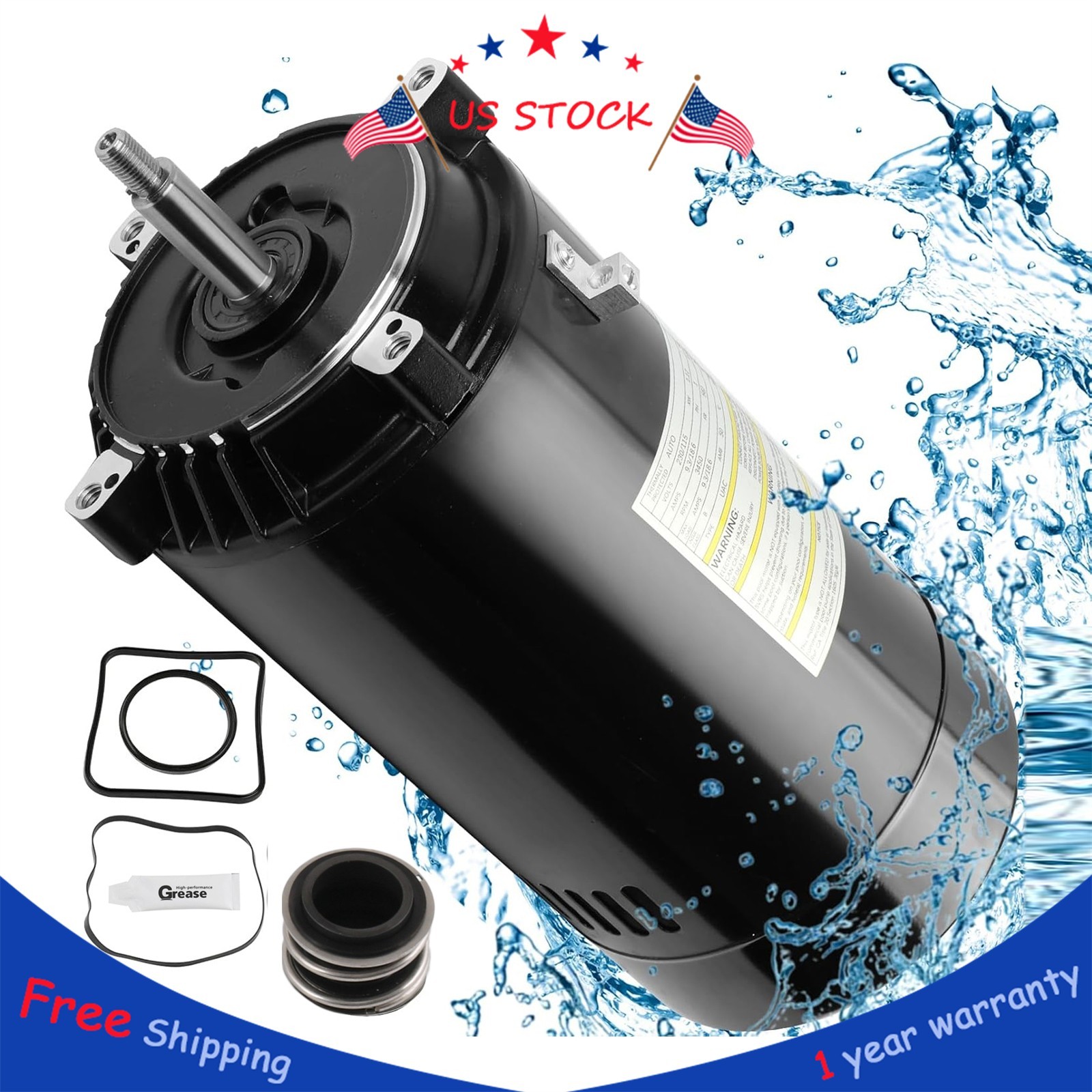 UST1152 Swimming Pool Pump Motor Kit 1.5 HP 115/230V for Smith Century Hayward