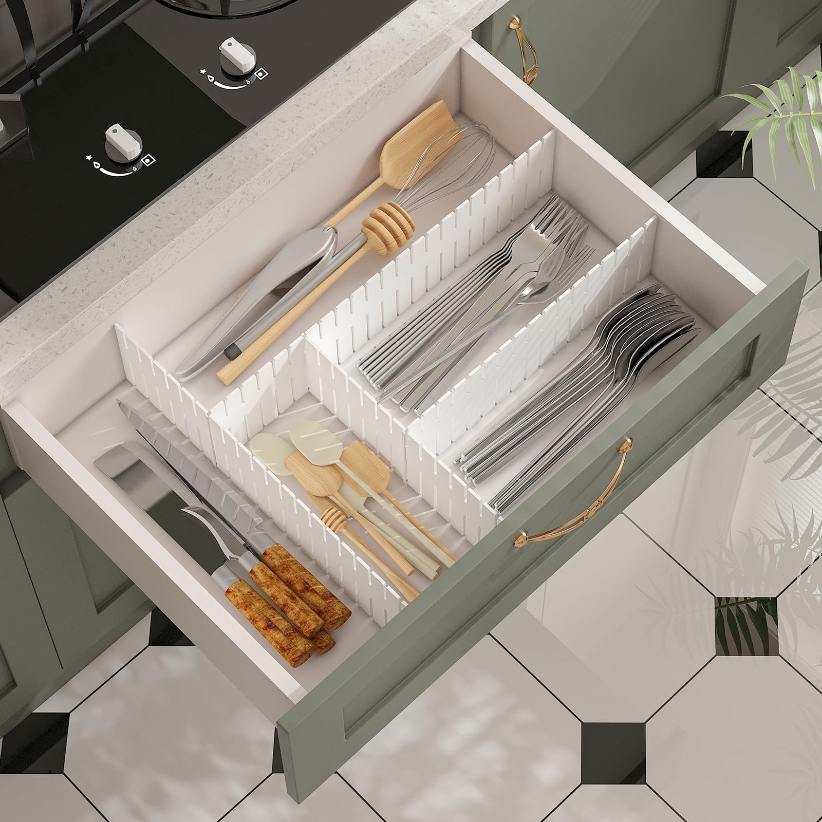 Plastic Drawer Dividers Adjustable Drawer Organizer Dividers Separator for Ti...