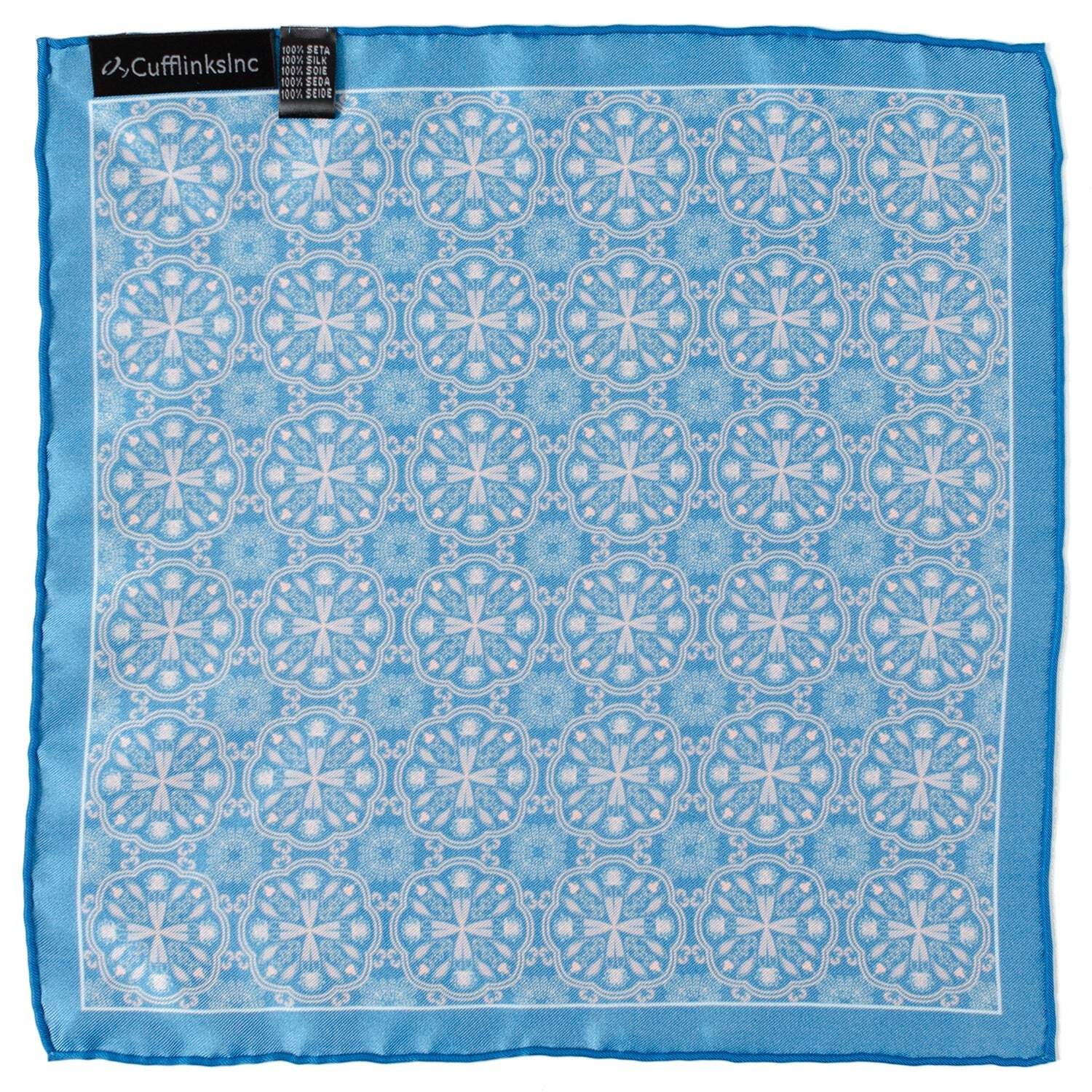 Aboriginal Ornament Patterned Blue Pocket Square
