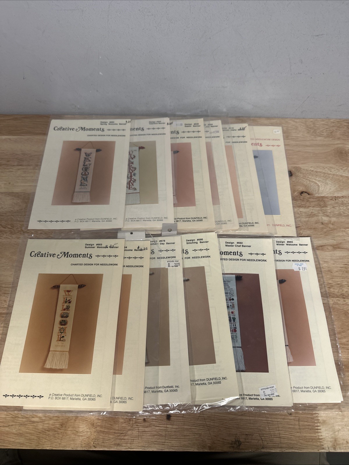 Vtg Lot Of 12 Creative Moments Charted Design for N Cross Stitch Holiday Banners